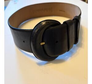 Vintage Donna Karan New York Black Wide Leather Belt Small Made in Italy